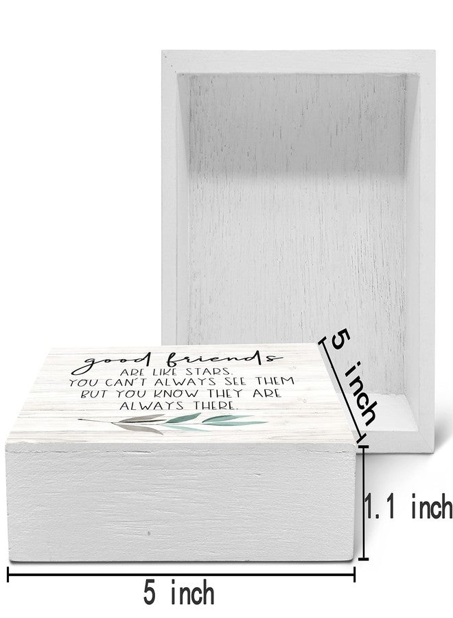SRADMO Good Friends Are Like Stars Wood Box Sign Desk Decor, Inspirational Long Distance Friendship Wooden Block Box Sign Decoration For Home Bedroom Girls Room Office Shelf Table Decor - Image 2